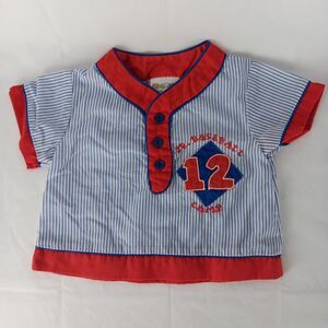 Mayfair Baby Boy Baseball Shirt Short Sleeve 6-9 Months Pull Over Button Front